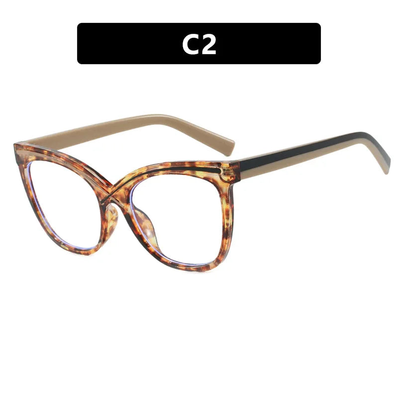 TOYEARN Women's Cat Eye Blue Light Blocking Glasses Frame Eyeglasses Frame SWANS Coffee Black Leopard