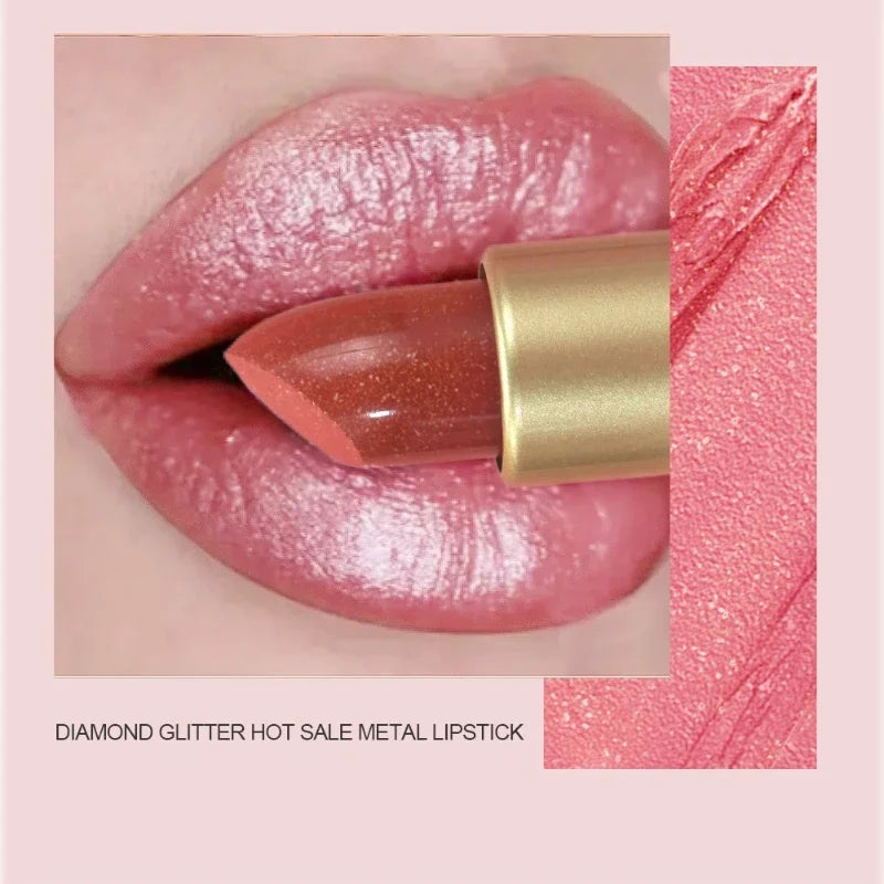 Diamond Glitter Lipstick – Waterproof Moisturizing Metallic Lip Gloss Glitter Lipstick SWANS