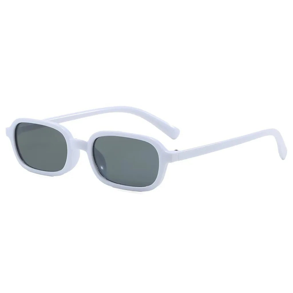 Women's Small Rectangle Sunglasses UV400 Trendy Fashion Rectangle Sunglasses SWANS White Grey
