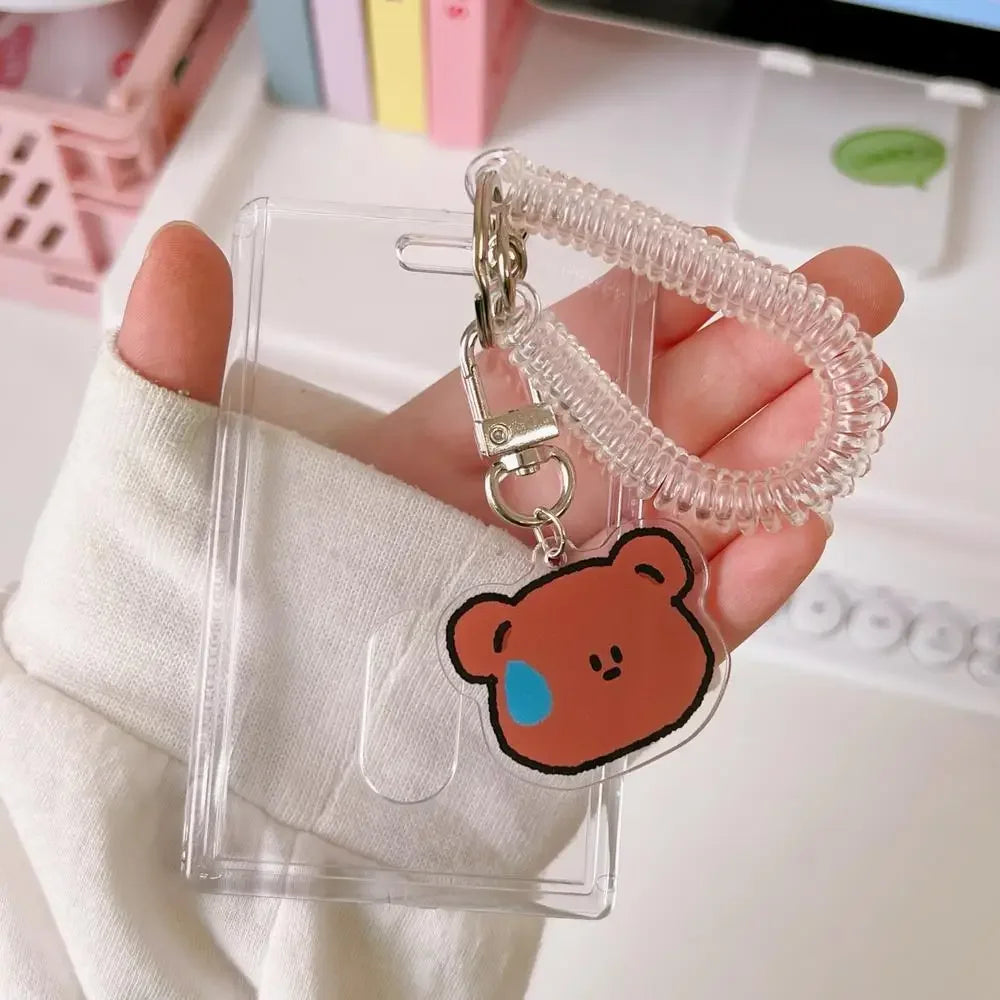 Transparent Acrylic ID Card Holder with Cartoon Keychain Card & ID Holder SWANS 7 United States