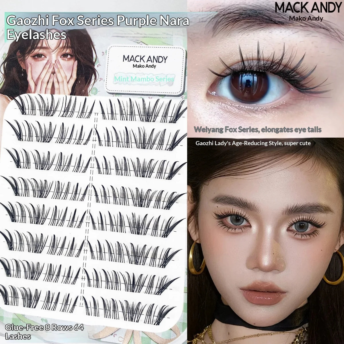Glue-Free Wispy Cat Eye False Lashes – Reusable Manga Style False Eyelashes SWANS One Box C