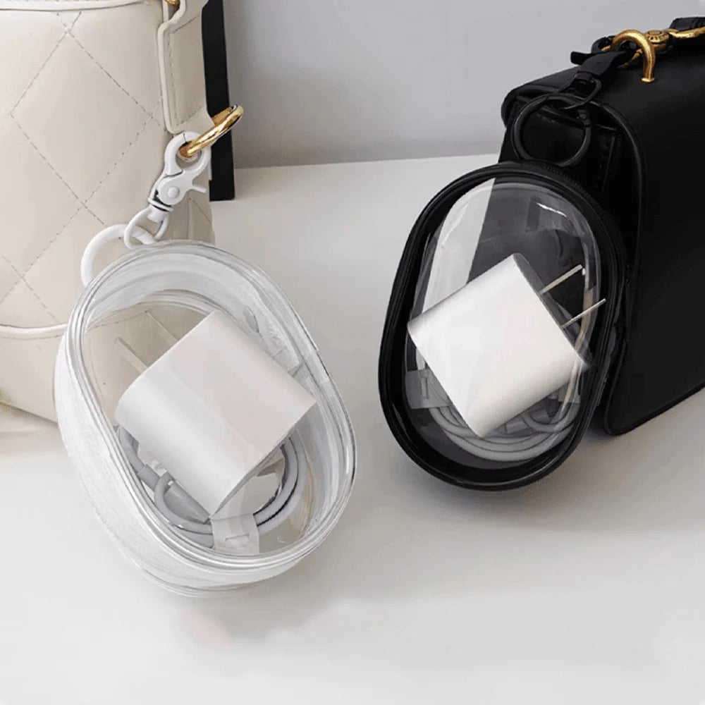 Transparent Zipper Pouch – Jewelry, Coin & Cable Organizer Transparent Zipper Pouch SWANS