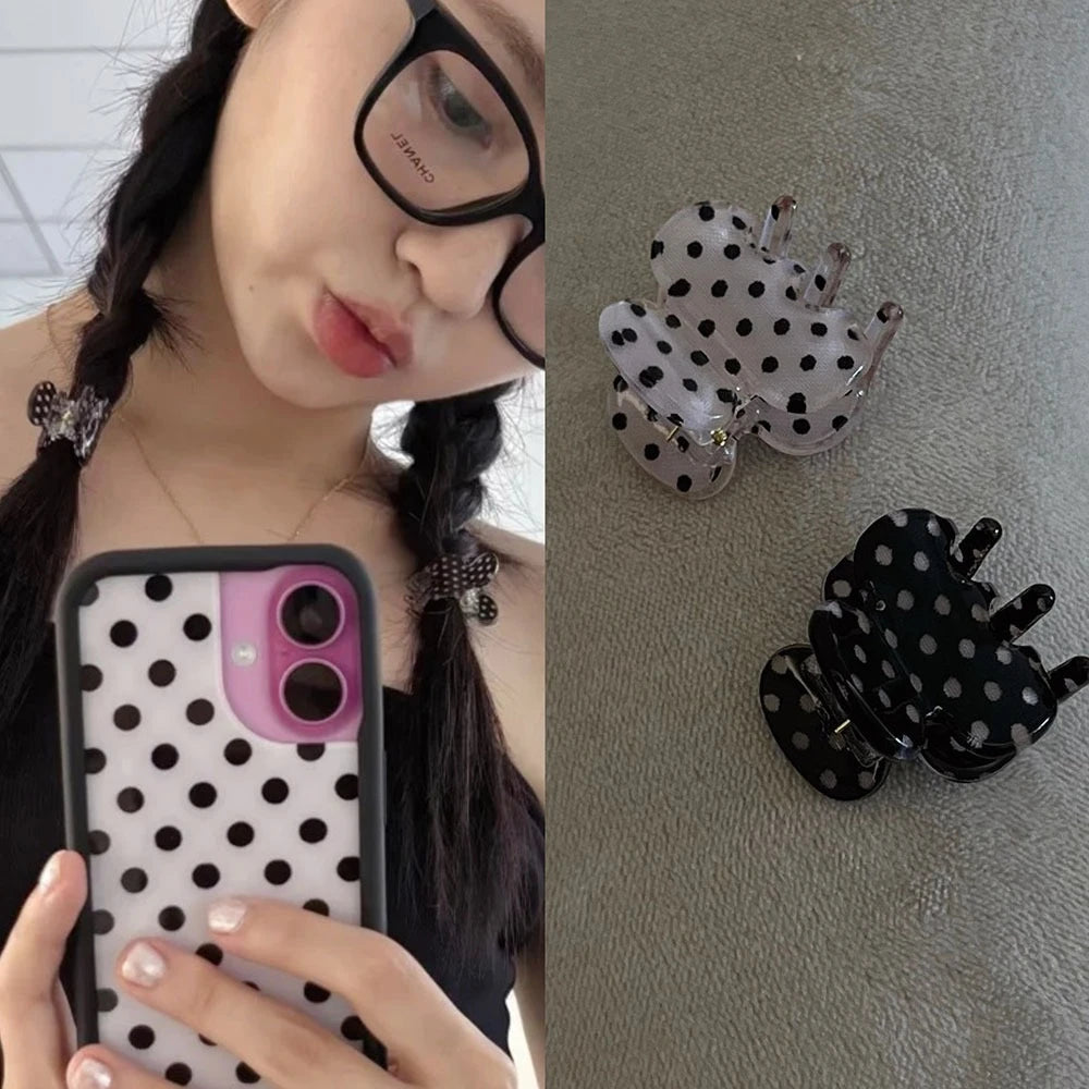 2-Pack Mini Polka Dot Hair Claw Clips – Transparent PC Hair Claw Clips SWANS