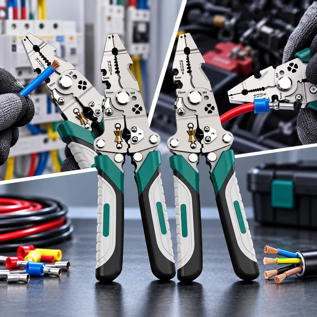 2-Pack Foldable Wire Stripper Pliers – Cutter & Crimper Tool Wire Stripper Pliers SWANS 2pcs United States