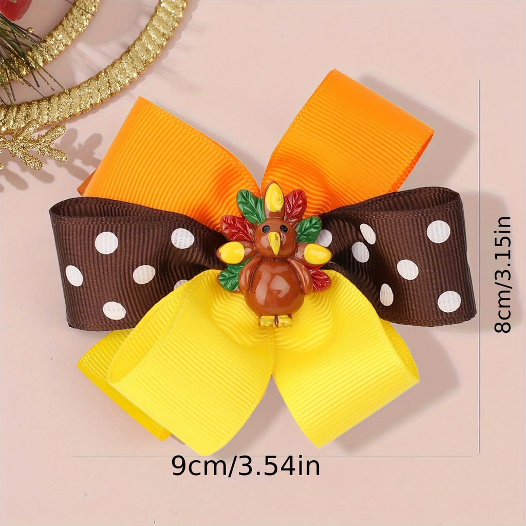 Thanksgiving Turkey Glitter Bow Hair Clip for Toddler Girls Holiday Hair Clip SWANS Style 1
