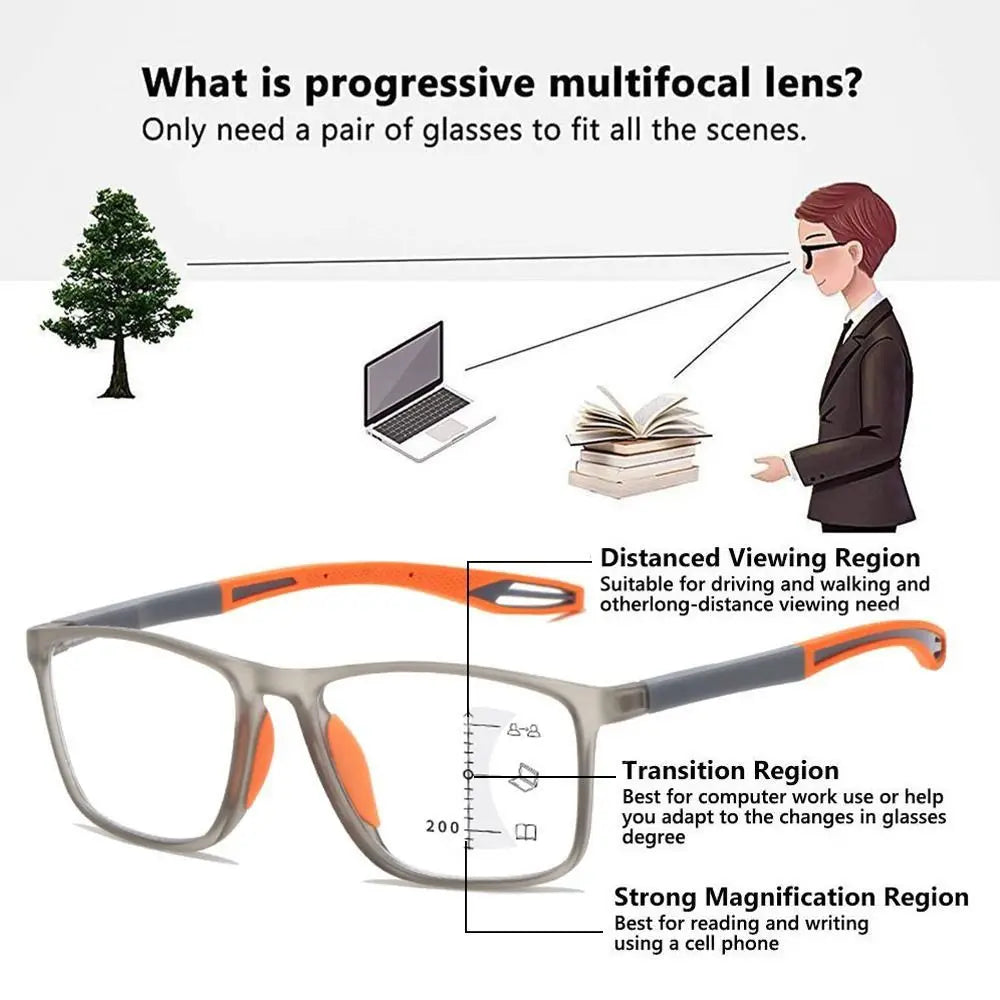 Progressive Multifocal Blue Light Blocking Sports Reading Glasses Reading Glasses SWANS