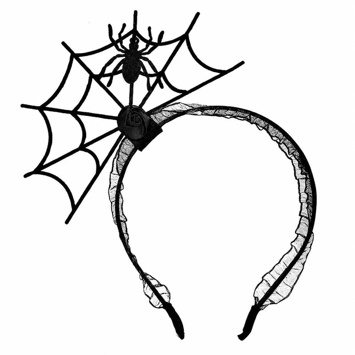 Spider Web Rose Halloween Headband – Gothic Costume Hair Hoop Halloween Hair Headband SWANS
