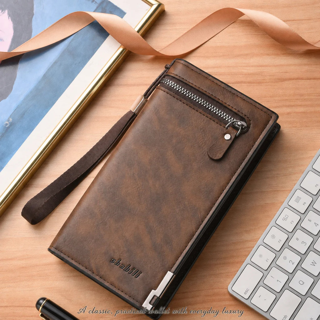 Long PU Leather Wallet – Multi-Card Organizer & Wrist Strap PU Leather Wallet SWANS