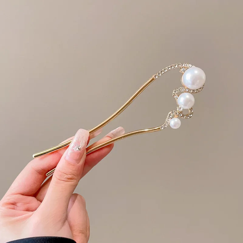 U-Shaped Floral Hair Comb Pin – Ancient Style Headpiece
