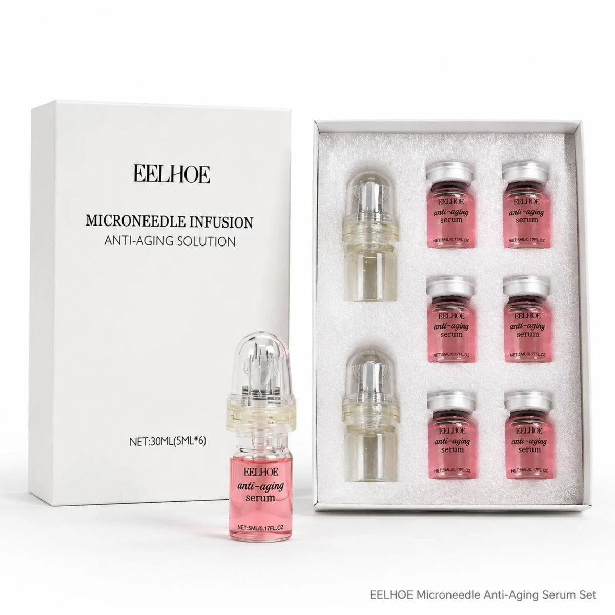 0.25mm Microneedle Roller Kit with Collagen & Hyaluronic Serum Microneedle Serum Kit SWANS