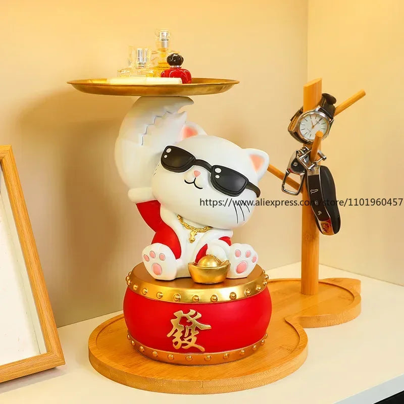 Fortune Cat Storage Box – Lucky Wealth Decor Organizer Decorative Storage Box SWANS