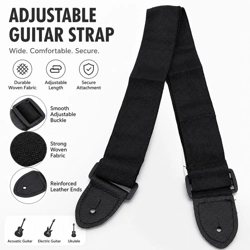 Adjustable Wide Guitar Strap – Woven Fabric, Acoustic & Electric Guitar Strap SWANS