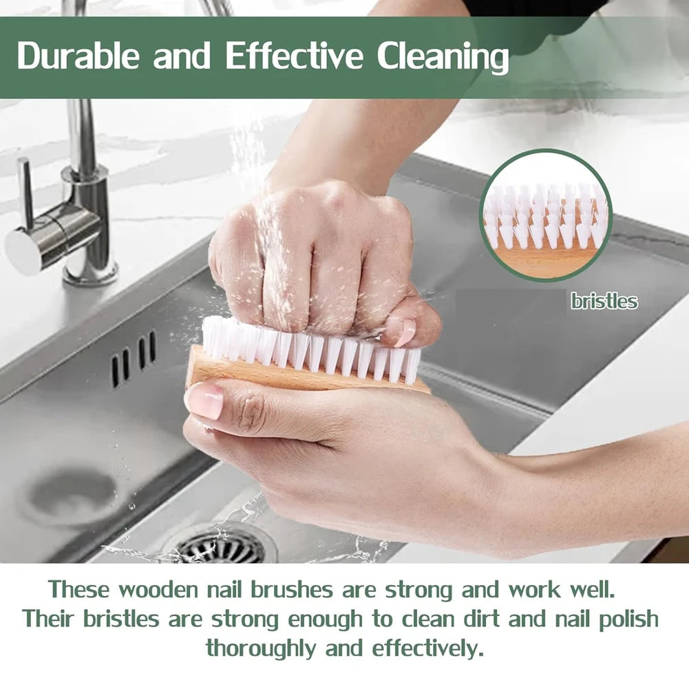 SWANS 4-Pack Two-Sided Wooden Nail Cleaning Brush Set Nail Cleaning Brush SWANS