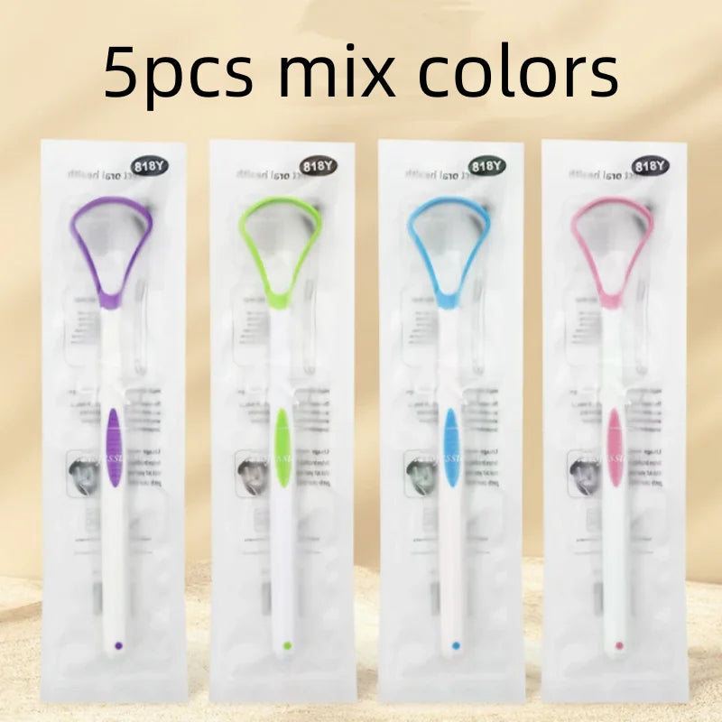 SWANS Silicone Tongue Scraper Brush – Fresh Breath Cleaner Tongue Scraper Brush SWANS 5pcs mix colors