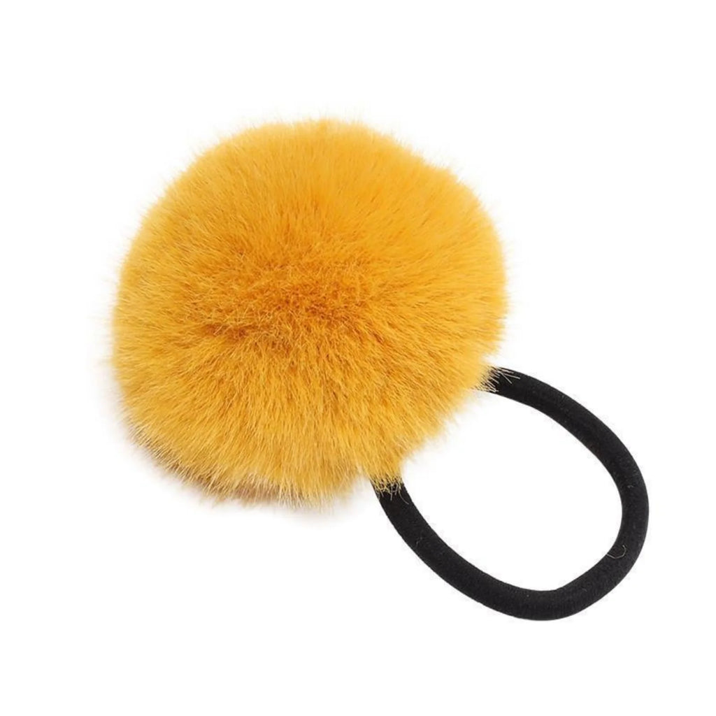 7-Pack Furry Pom Hair Ties – Soft Plush Girls Hair Elastics Girls Hair Ties SWANS