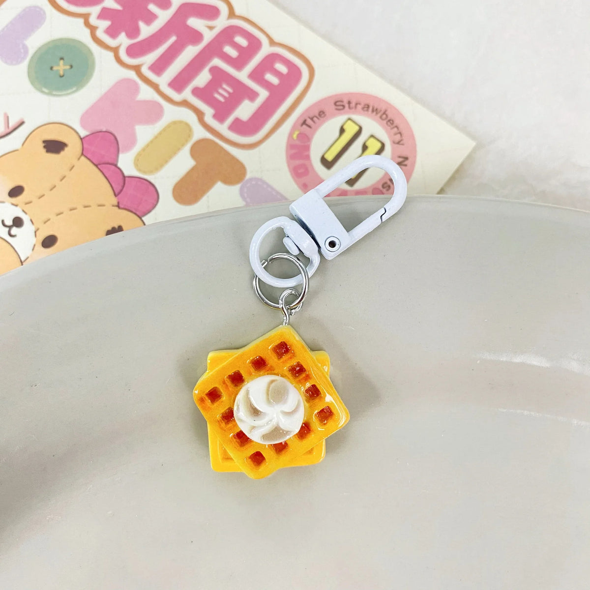 Whimsical Pastry Food Keychain – Dough Twist Bag Charm Novelty Keychain Charm SWANS A