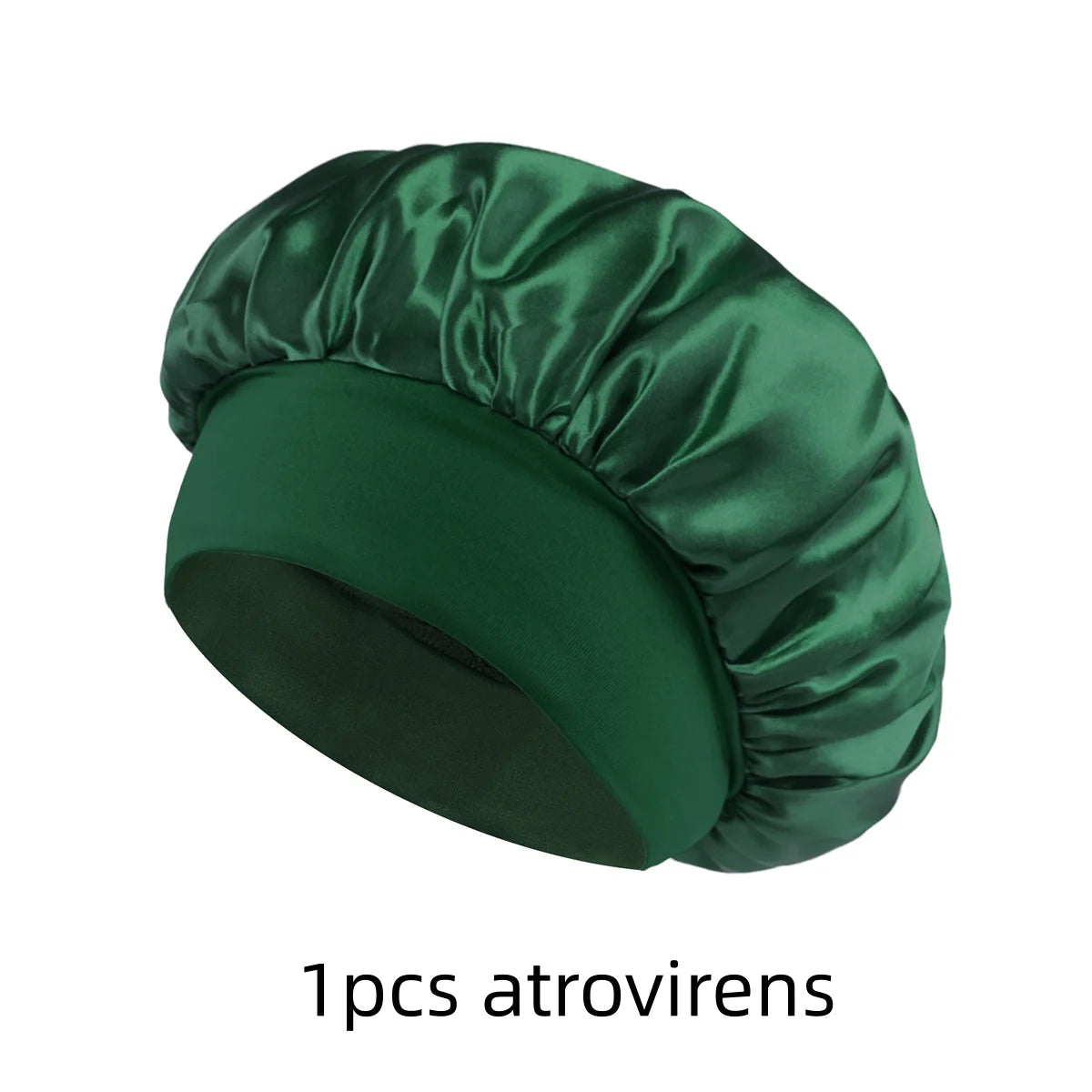 Satin Sleep Bonnet for Natural Curly Hair – Women's Silk Cap Satin Sleep Bonnet SWANS 1pcs atrovirens