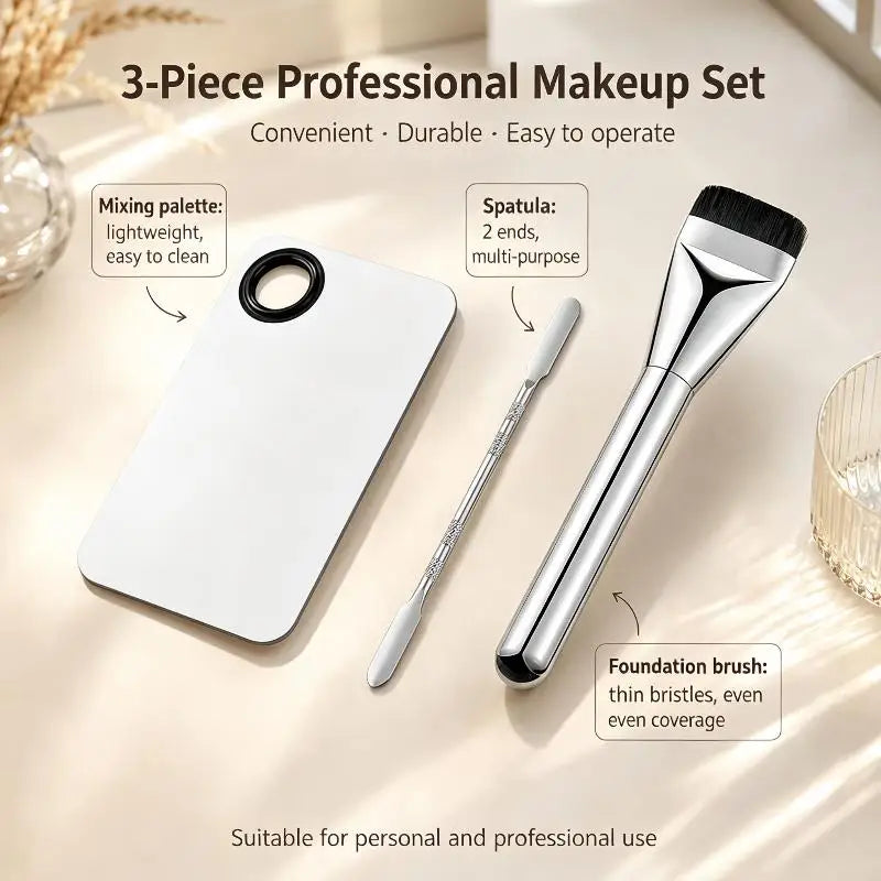 Stainless Steel Makeup Mixing Palette & Spatula | Mirror Finish Makeup Mixing Palette SWANS D