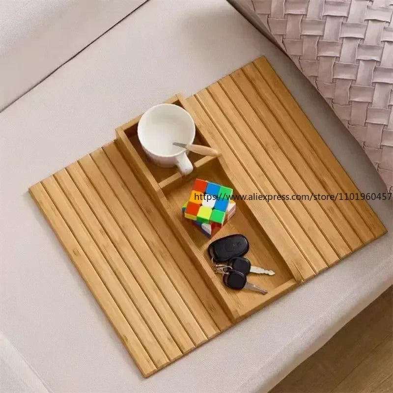 Foldable Bamboo Sofa Armrest Tray & Couch Cup Holder Sofa Armrest Tray SWANS