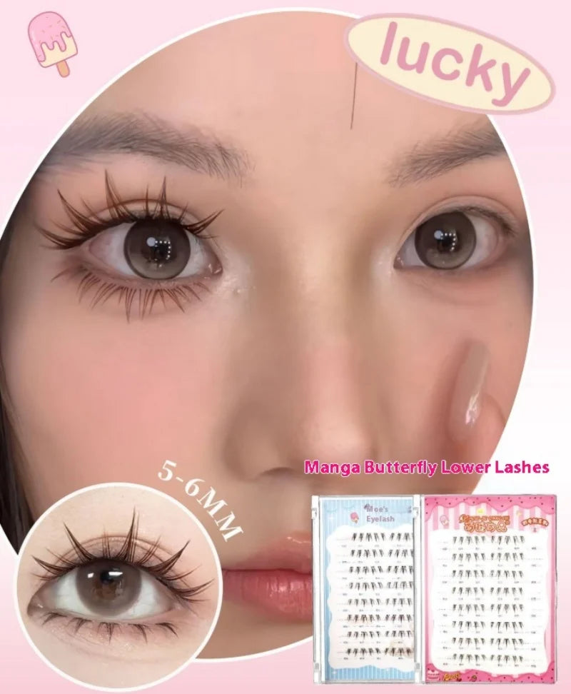 No-Glue Anime Winged Lower False Eyelashes – 3D Bottom Lashes False Eyelashes SWANS