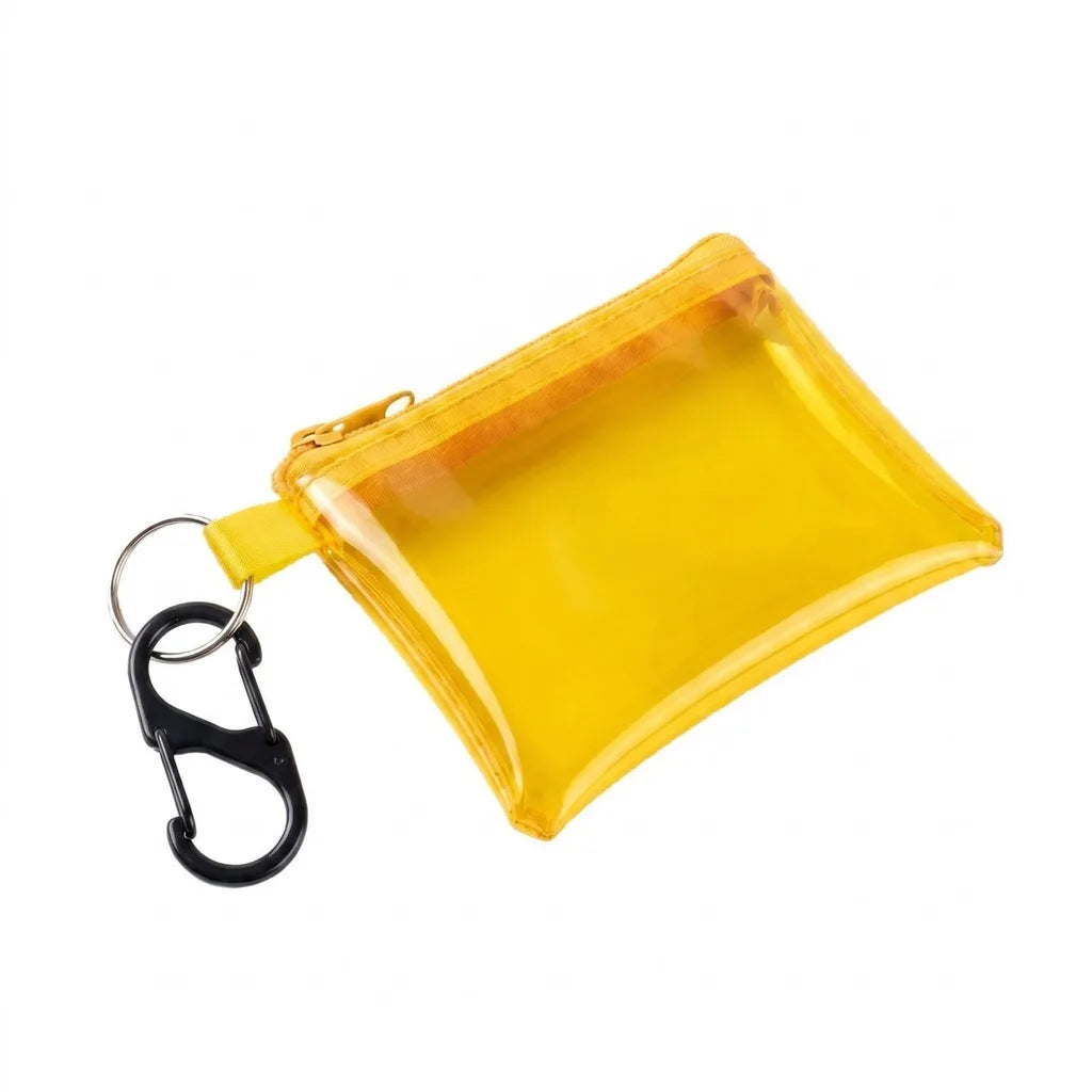 Transparent PVC Coin Purse with Carabiner Clip | Minimalist Coin Purse SWANS Yellow
