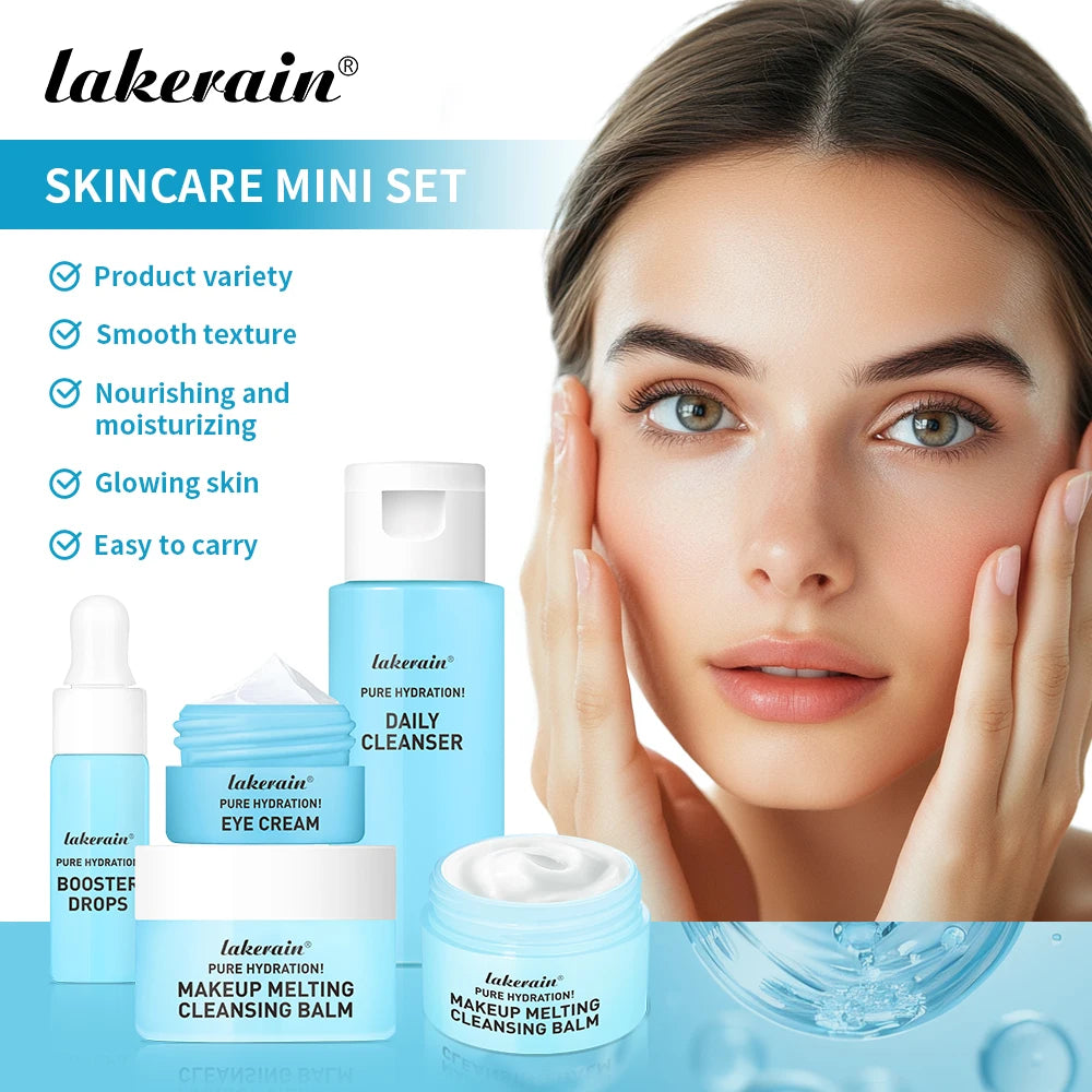 Lakerain 5-Piece Mini Skincare Travel Set – Face & Eye Cream Travel Skincare Set SWANS