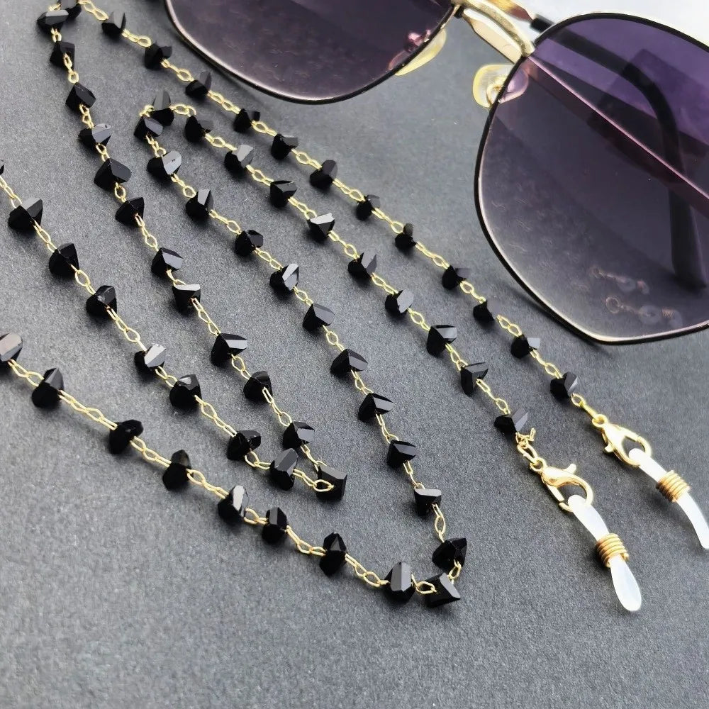Triangle Crystal Eyeglasses Chain Necklace – Anti-Drop Unisex Eyeglasses Chain SWANS Black