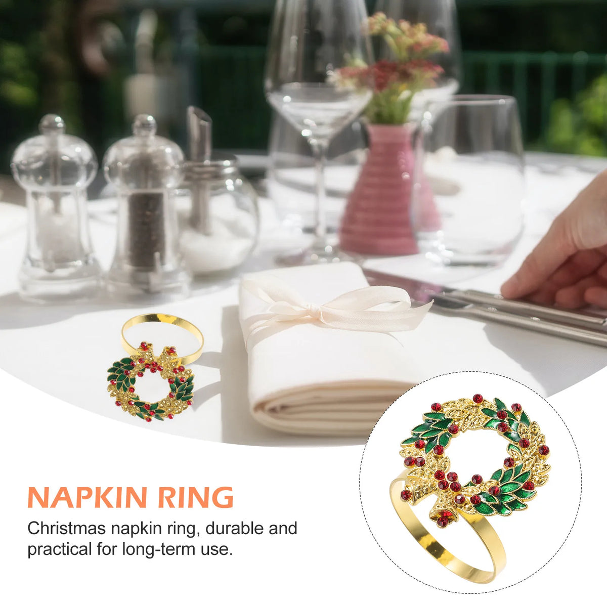 3-Pack Christmas Wreath Napkin Rings – Holiday Table Decor Napkin Rings SWANS