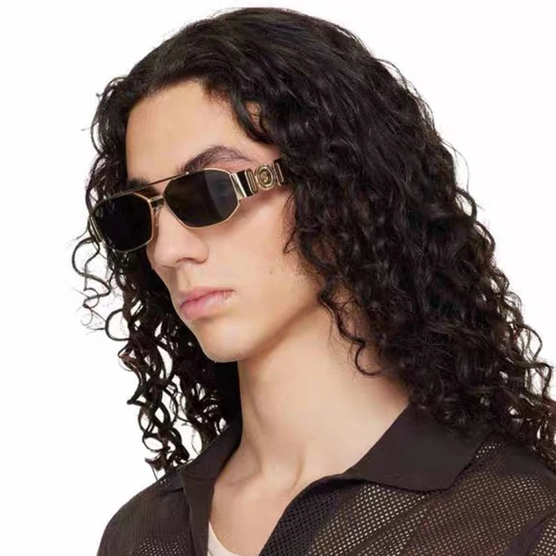 Y2K Steampunk Irregular Sunglasses Double Bridge Unisex Steampunk Sunglasses SWANS