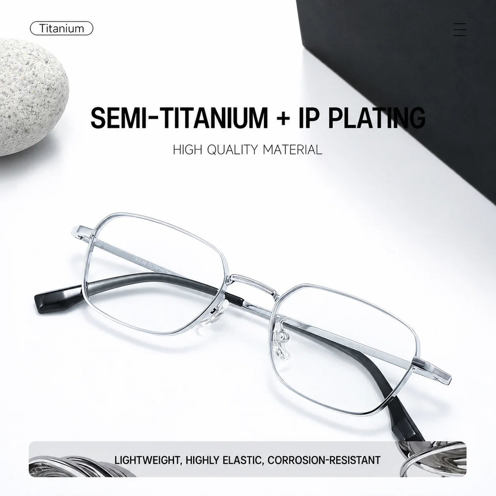 Retro Rectangle Titanium Eyeglasses Frames – Blue Light Blocking Eyeglasses Frames SWANS