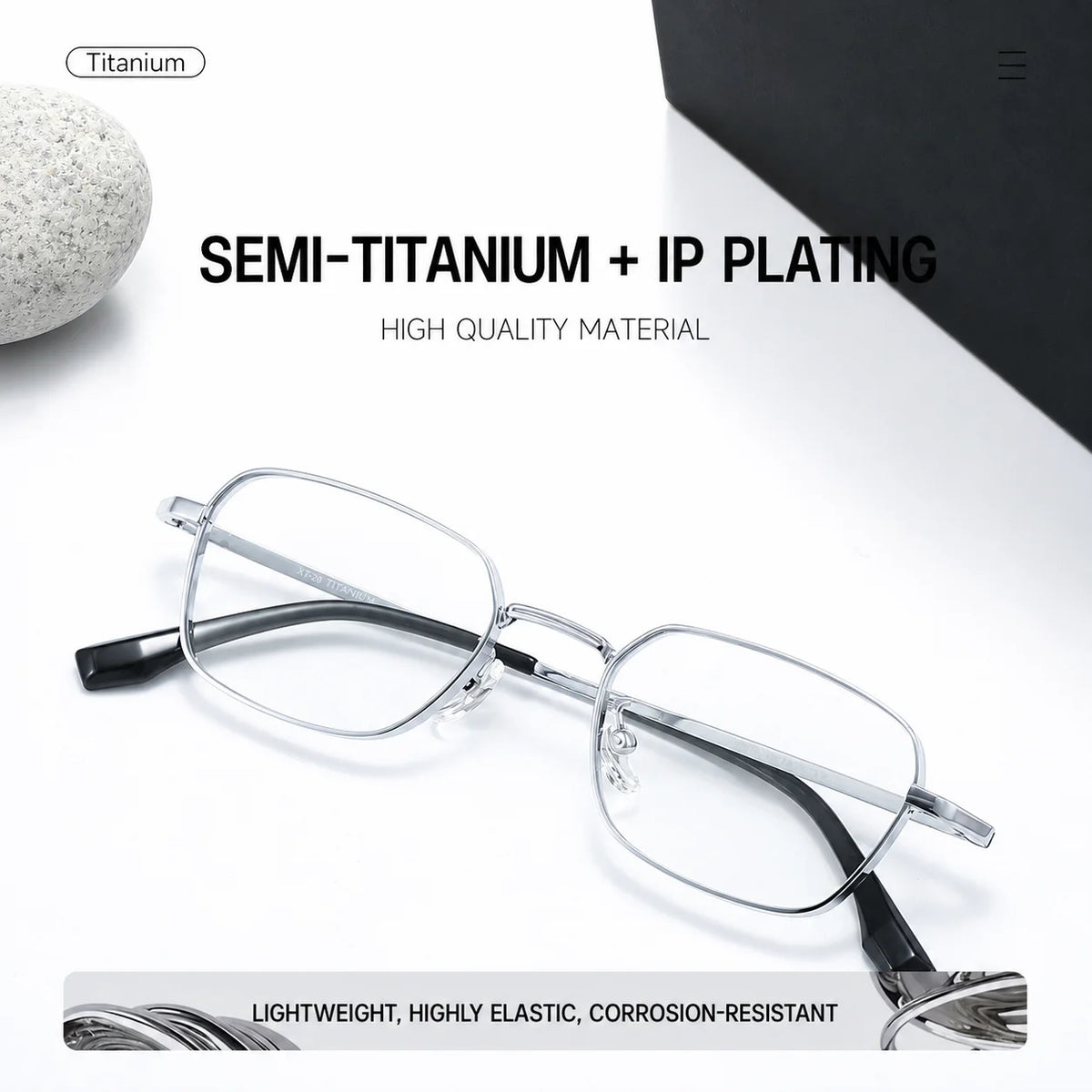 Retro Rectangle Titanium Eyeglasses Frames – Blue Light Blocking Eyeglasses Frames SWANS