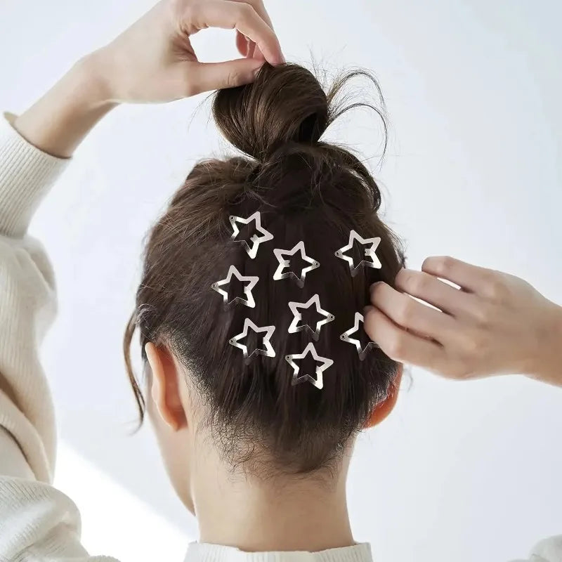 Y2K Silver Star Hair Clips – Metal Snap Barrettes 10–200pcs Hair Snap Barrettes SWANS