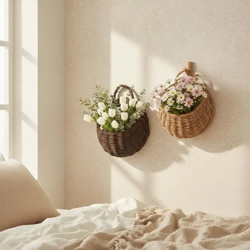 Handwoven Willow Wall Hanging Planter Basket – Boho Décor Wall Hanging Planter SWANS