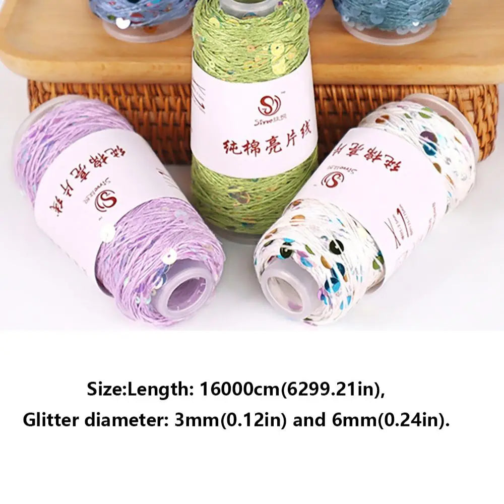 Shiny Sequin Hand Knitting Yarn – Glitter Craft Thread Roll Knitting Yarn SWANS