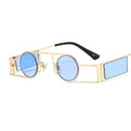 TOYEARN Steampunk Y2K Small Frame UV400 Sunglasses Unisex Fashion Sunglasses SWANS Gold Blue