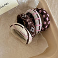 4-Pack Knitted Hair Ties – Vintage Fair Isle & Polka Dot Knitted Hair Ties SWANS 4PCS pink