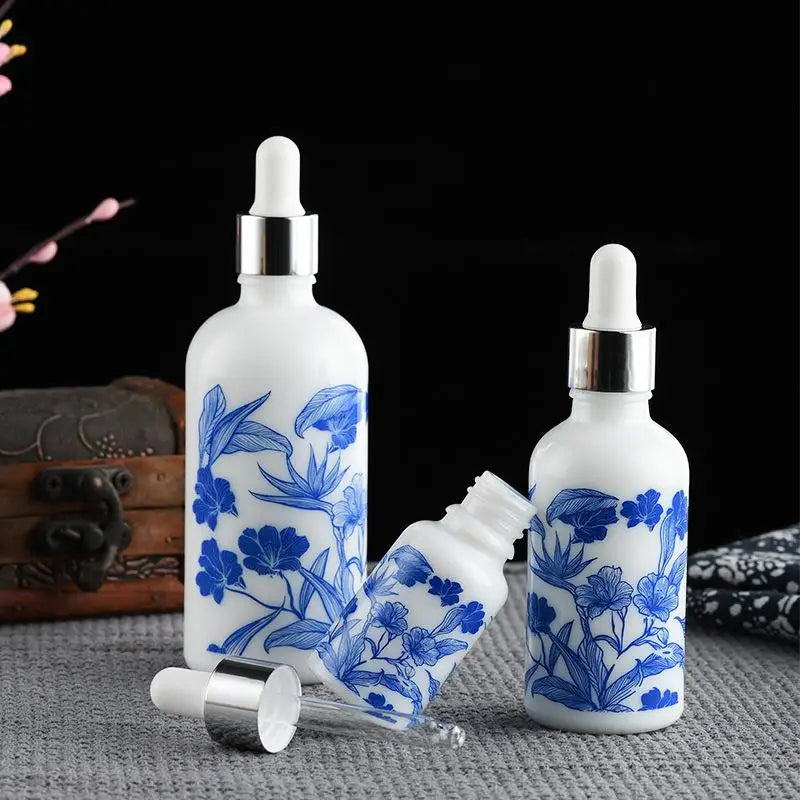 Ceramic Blue & White Porcelain Essential Oil Dropper Bottles Essential Oil Bottle SWANS