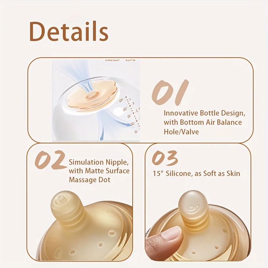 SWANS Glass Baby Bottle Wide Neck Anti-Colic Silicone Nipple 160ml Glass Baby Bottle SWANS