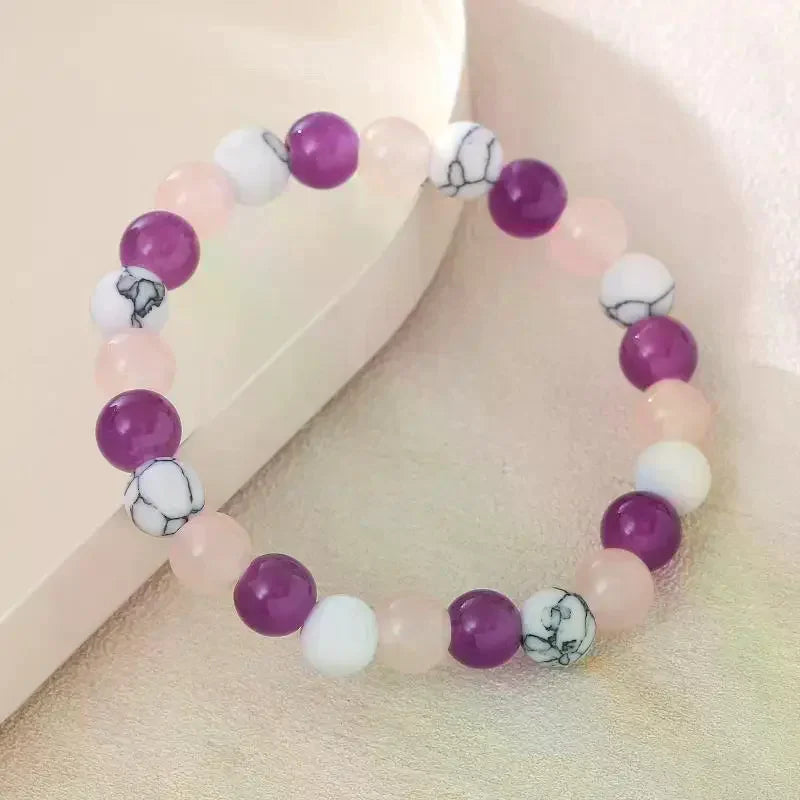 8mm Natural Stone Bracelet – Turquoise, Amethyst & Rose Quartz Stone Beaded Bracelet SWANS