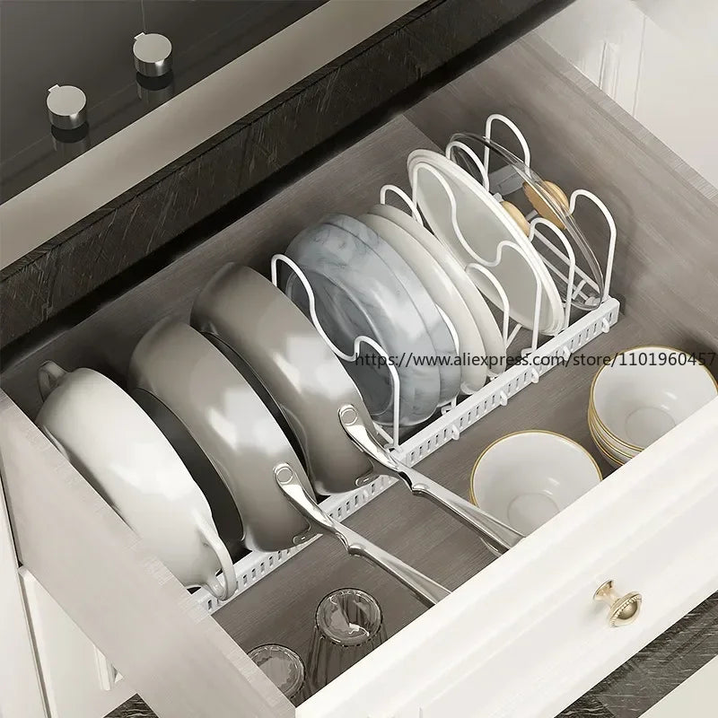 SWANS Adjustable Pan Pot Cookware Storage Rack & Dish Organizer Cookware Storage Rack SWANS