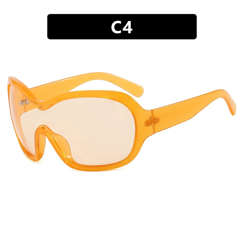 Y2K Oversized One-Piece Lens Sunglasses UV400 Punk Shades Fashion Sunglasses SWANS Orange
