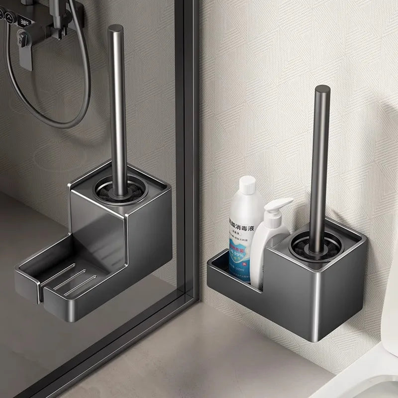 SWANS No-Drill Toilet Brush with Shelf – Deep Clean Toilet Brush Set SWANS
