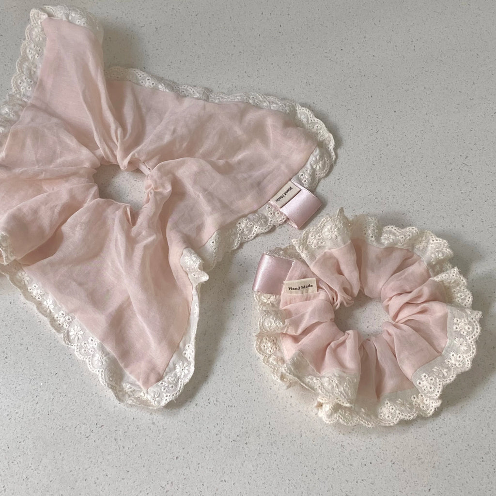 Pink Lace Scrunchies for Women – Elegant Hair Ties Set Hair Scrunchie Set SWANS