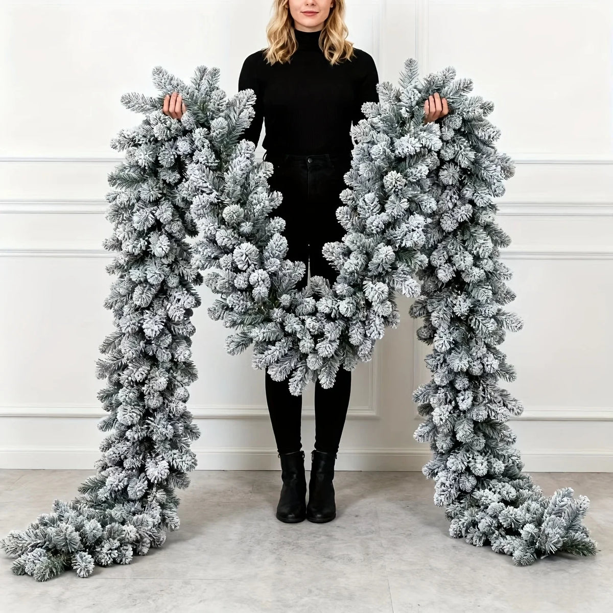 Luxury Snowy Pine Garland – Artificial Christmas Decoration Christmas Garland SWANS