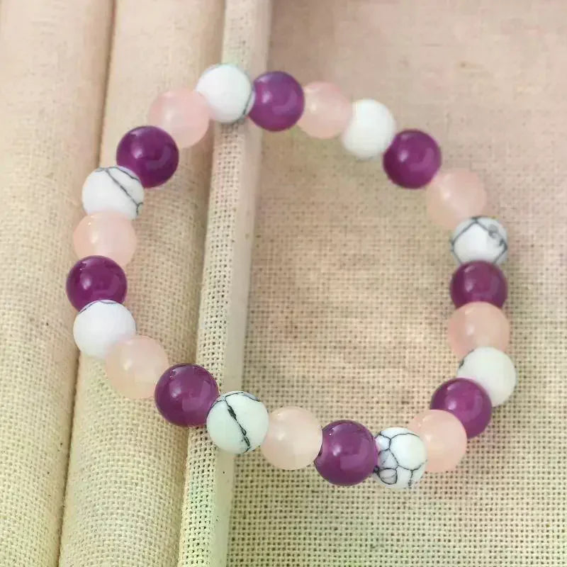 8mm Natural Stone Bracelet – Turquoise, Amethyst & Rose Quartz Stone Beaded Bracelet SWANS