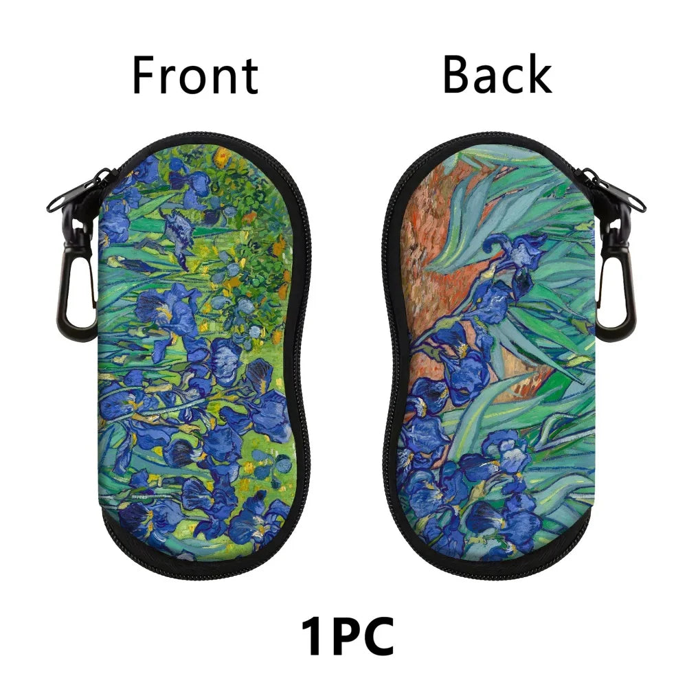Van Gogh Art Zipper Eyeglass Case – Neoprene Sunglasses Pouch Eyeglass Case SWANS Style 1