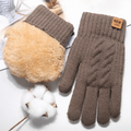 Thickened Knitted Winter Gloves – Windproof Double Layer Mittens Knitted Winter Gloves SWANS Khaki