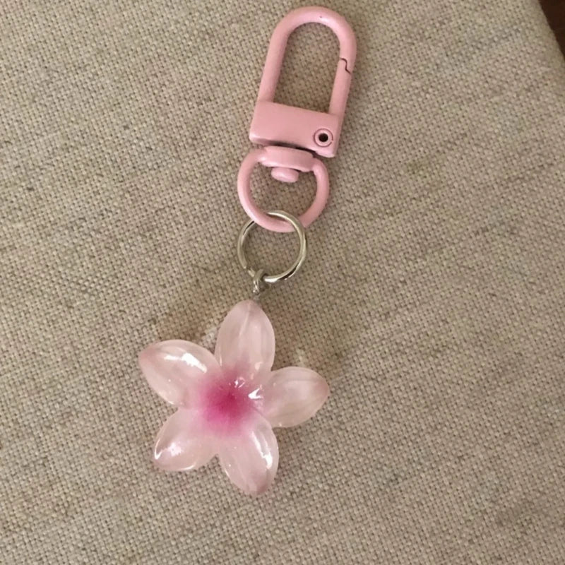 Transparent Floral Keychain – Cute Aesthetic Key Holder Charm Fashion Keychain SWANS Light pink