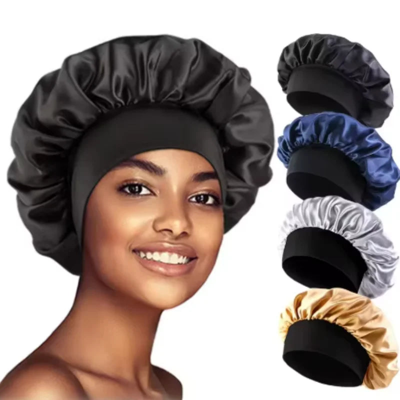 Satin Silk Sleep Bonnet Wide-Brim Elastic Hair Cap 1–10 Pack Satin Sleep Bonnet SWANS