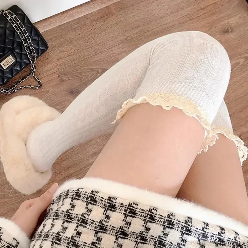 Lolita Lace-Up Thigh High Stockings – JK Over-Knee Socks Thigh High Stockings SWANS
